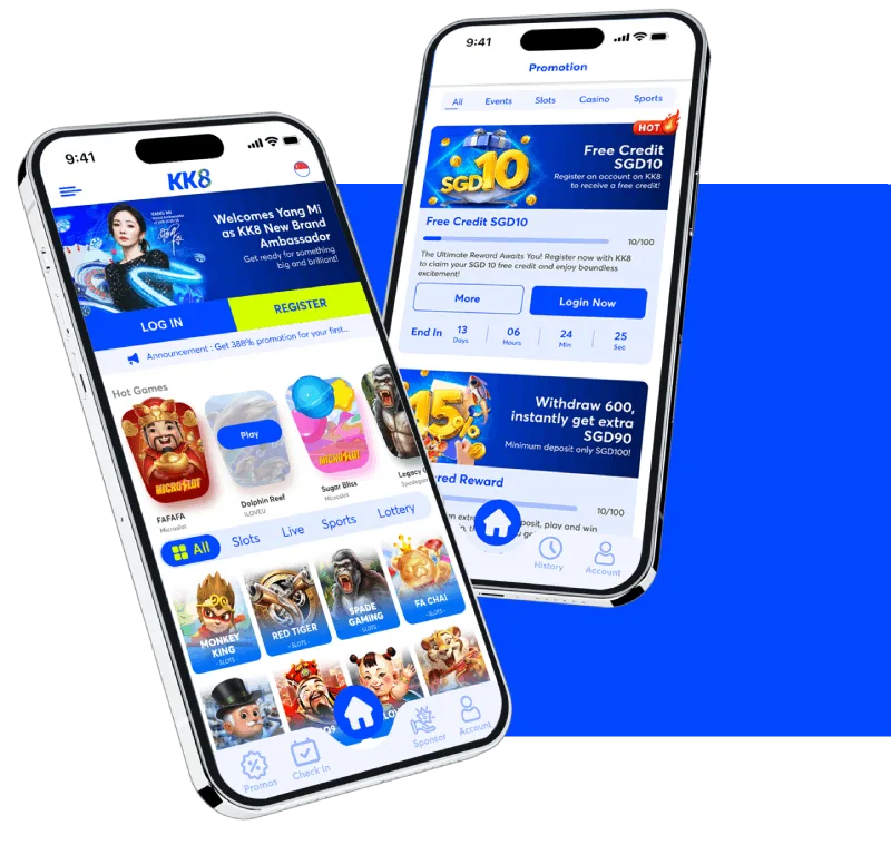 KK8 mobile application artwork showing the platform on a phone