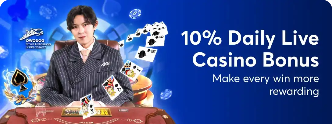 KK8 10% unlimited casino bonus promotion