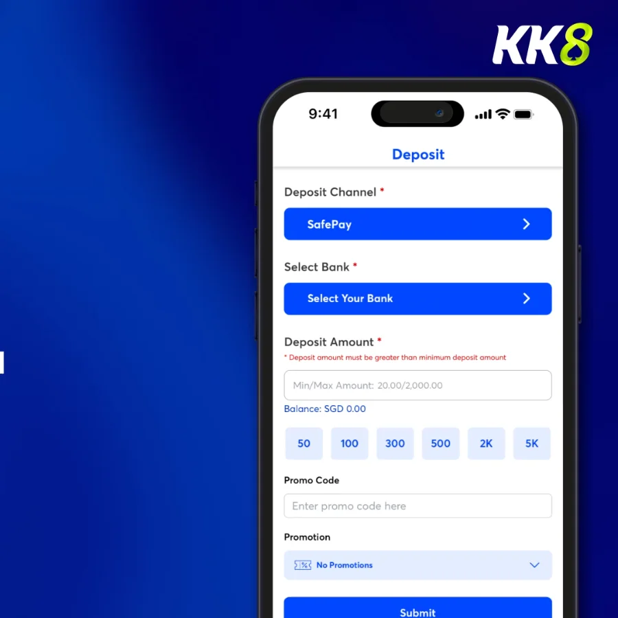Deposit screen demonstrated in the KK8 top-up tutorial