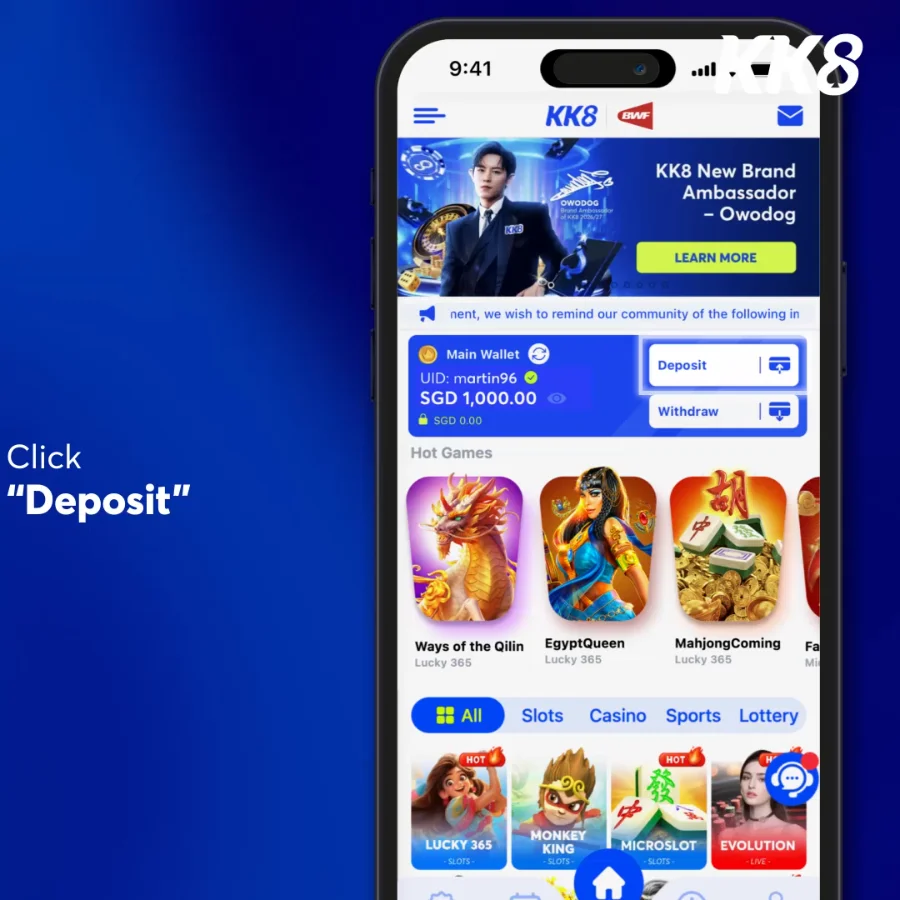 Deposit button shown in the payment tutorial linked by KK8